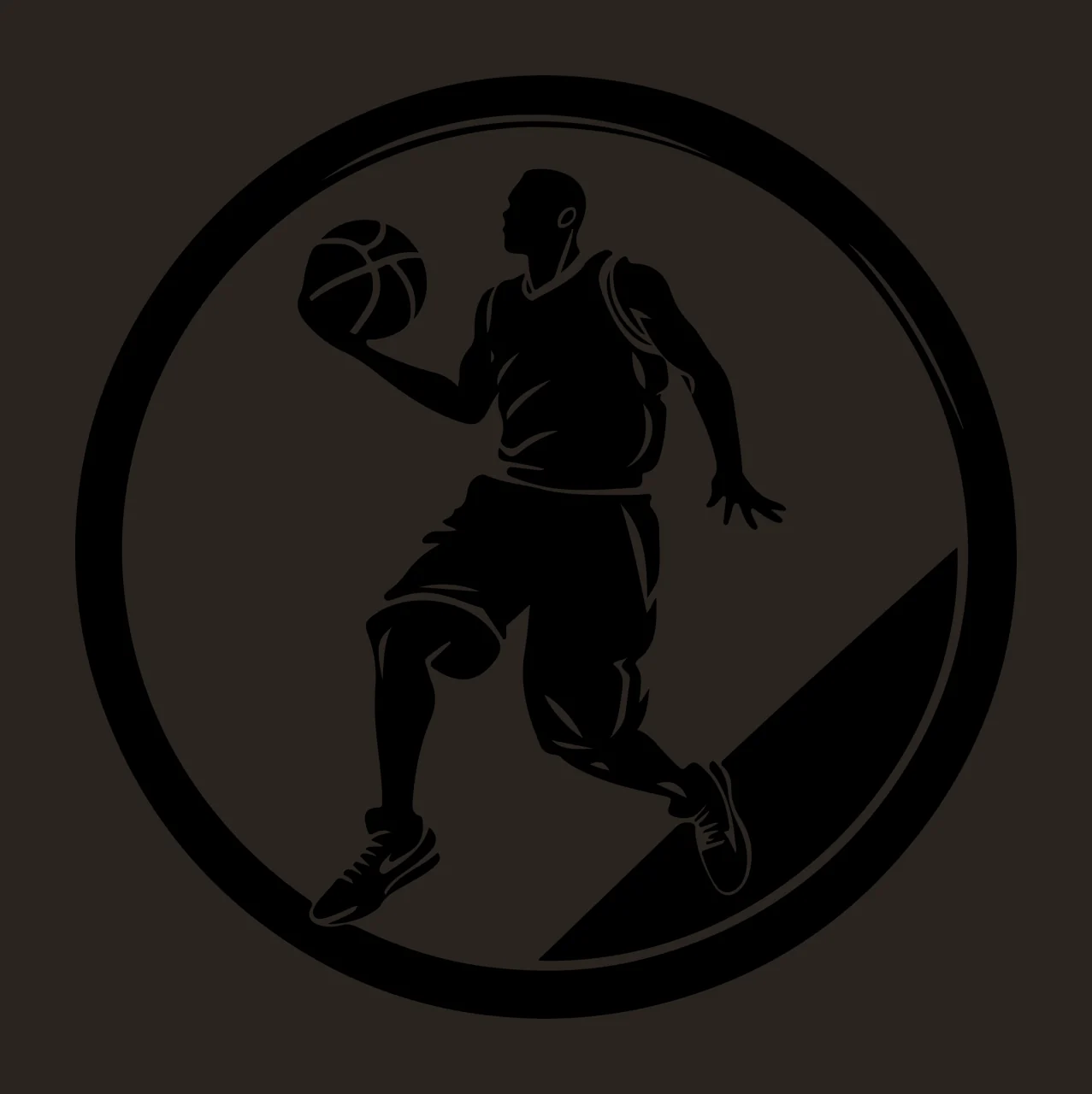 Can Glass Wrap Basketball Player Silhouette In Circular contrast preview thumbnail