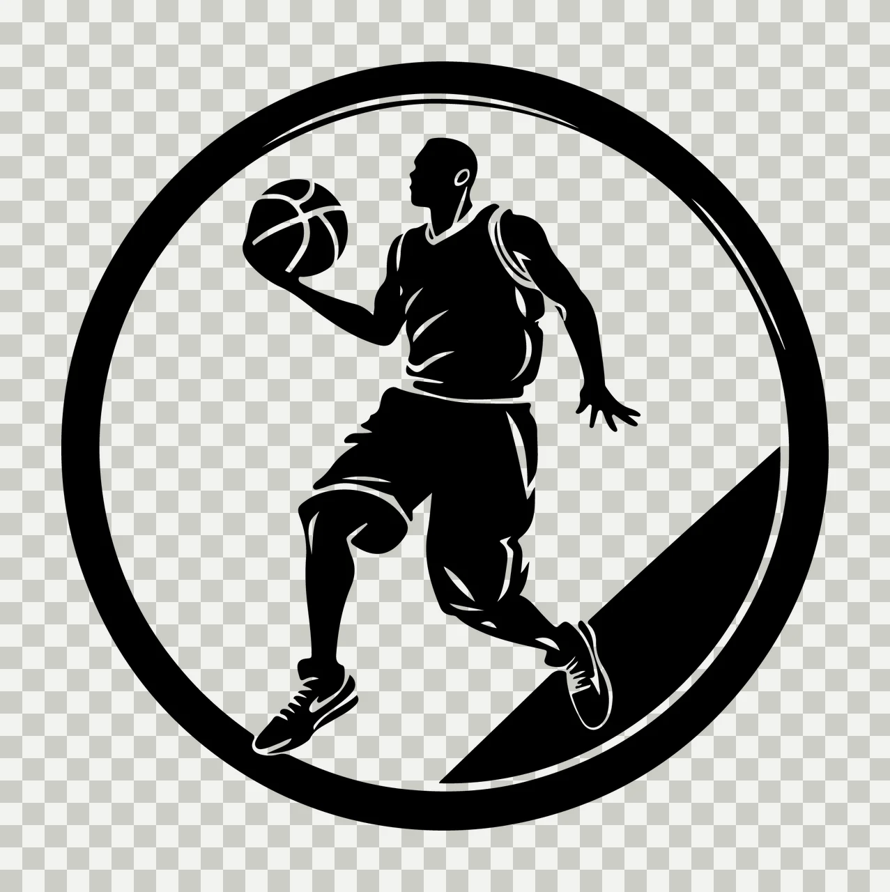 Can Glass Wrap Basketball Player Silhouette In Circular transparency and detail preview thumbnail