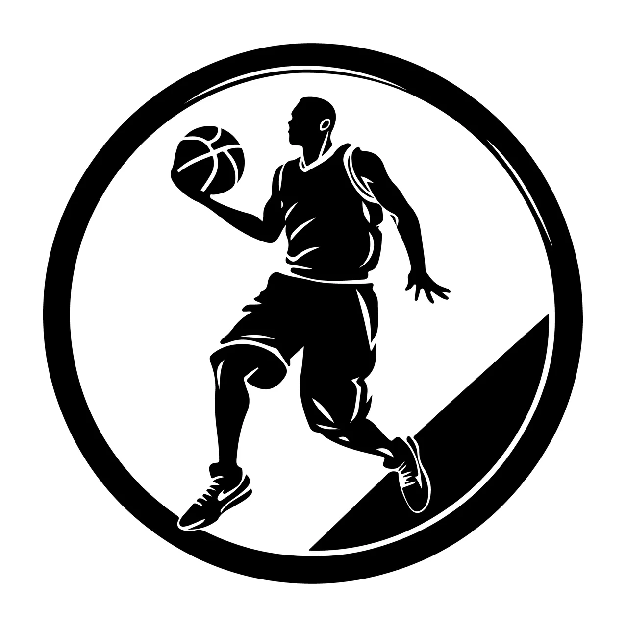 Can Glass Wrap Basketball Player Silhouette In Circular