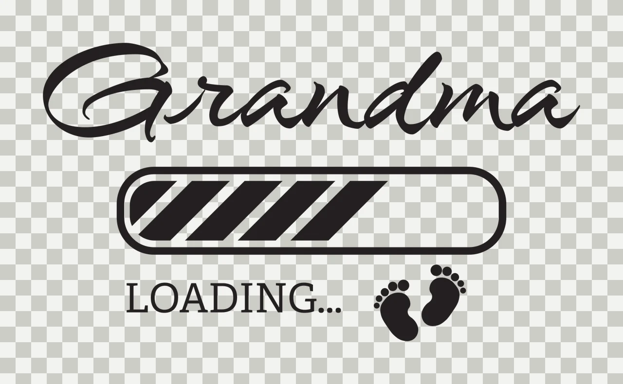 Grandma Loading Text With Solid Bar And Small icons footprints transparency and detail preview thumbnail