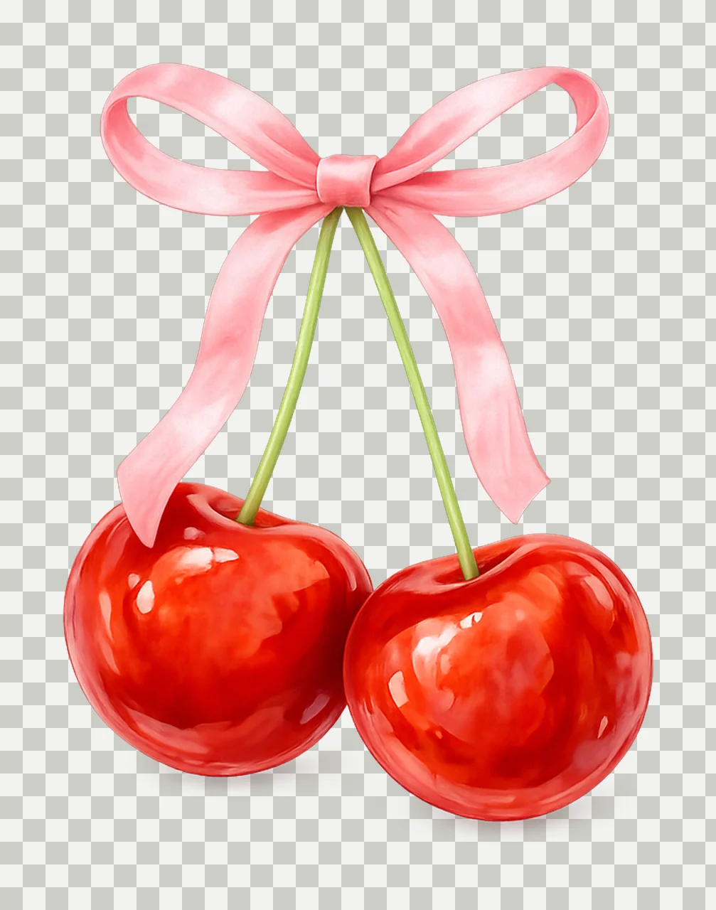 Cherry Bow Ribbon Aesthetic Valentine Coquette Design transparency and detail preview thumbnail
