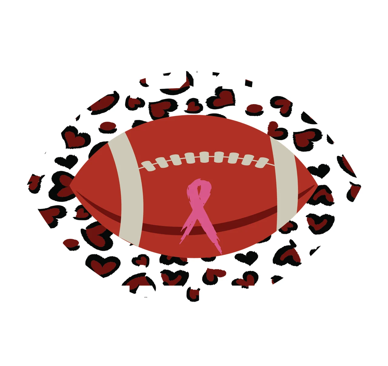 Tackle Breast Cancer Heart And Text football design hearts