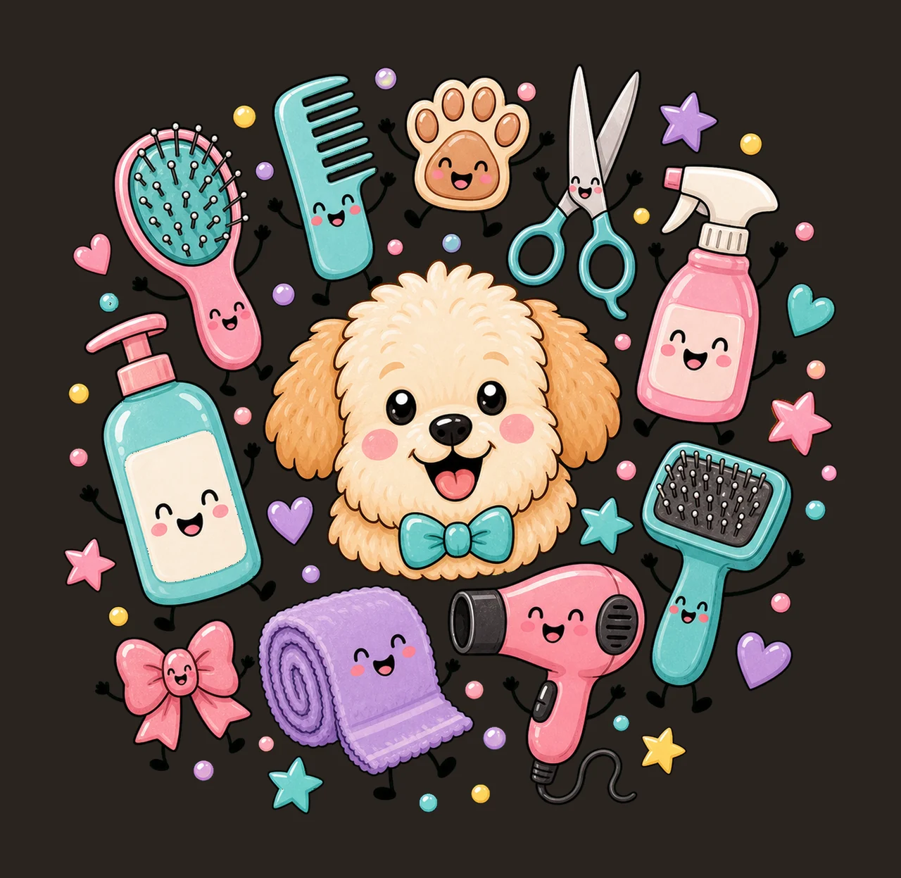 Dog Groomer Pet Groomer Design Doodle Style Dog Variation F contrast preview thumbnail
