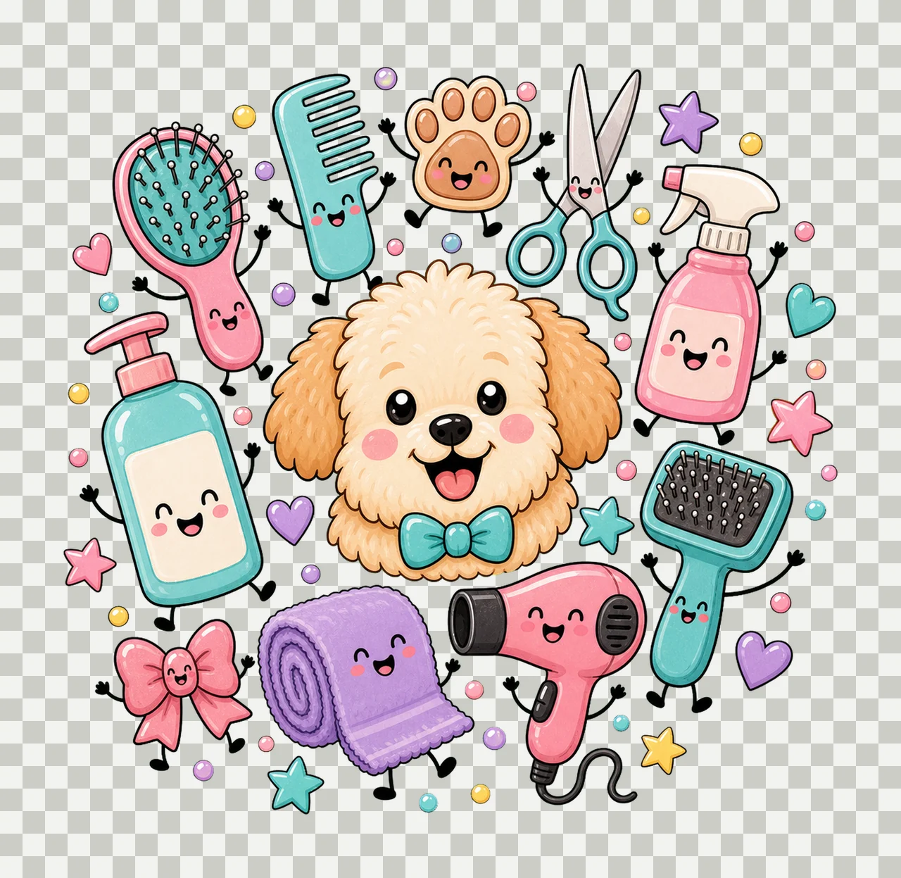 Dog Groomer Pet Groomer Design Doodle Style Dog Variation F transparency and detail preview thumbnail