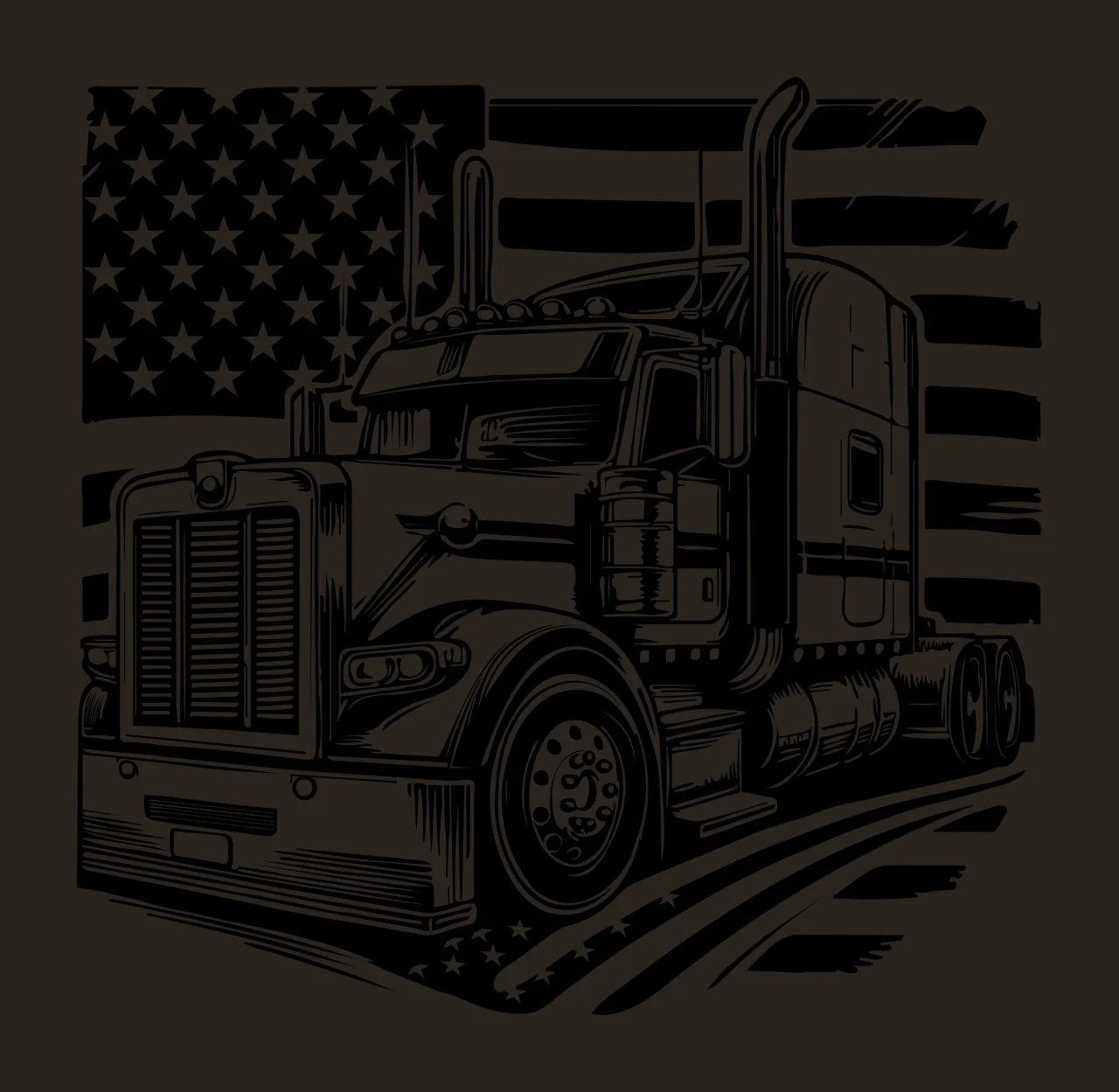 Truck Flag Silhouette With National Background driving ink drawing contrast preview thumbnail