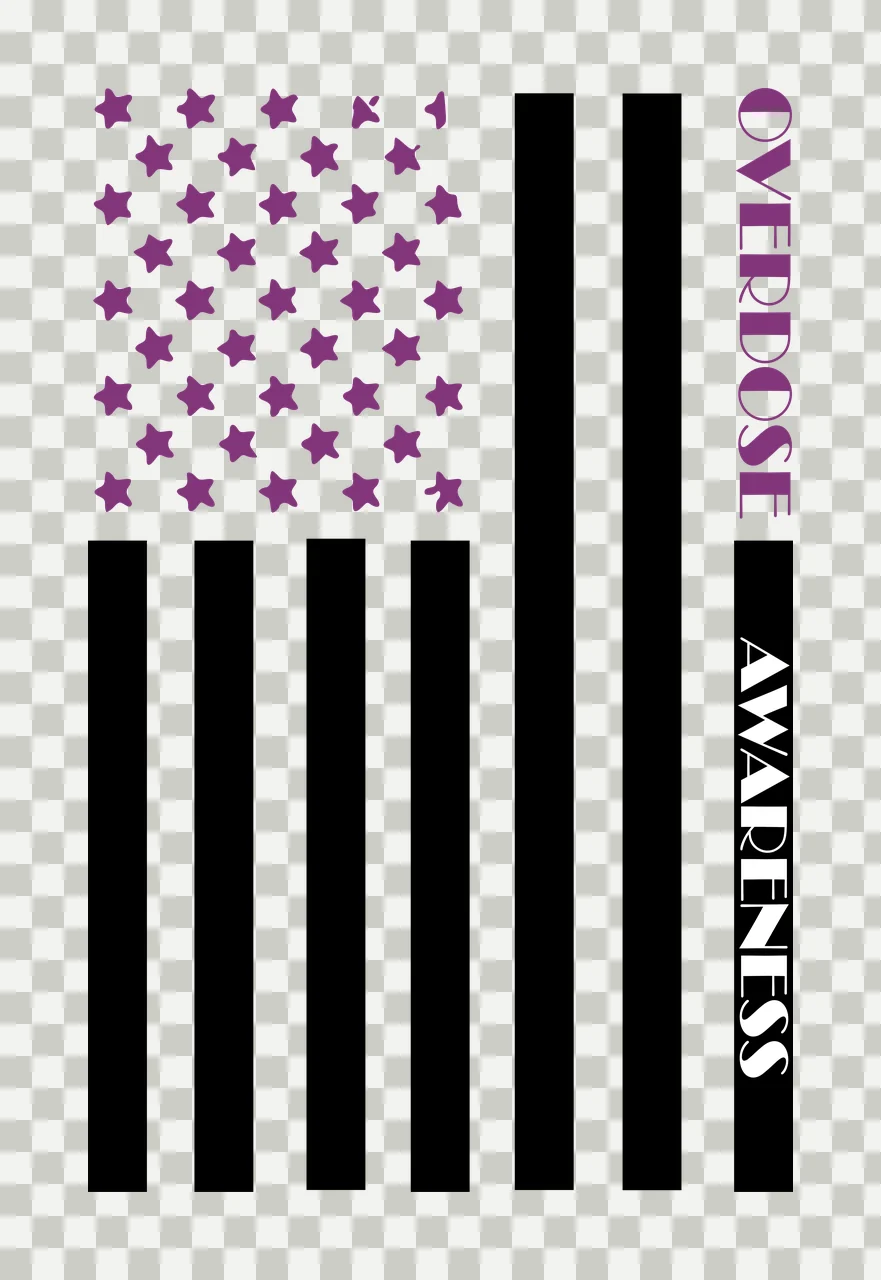 Overdose Flag With Vertical Stripes stars silhouette black transparency and detail preview thumbnail