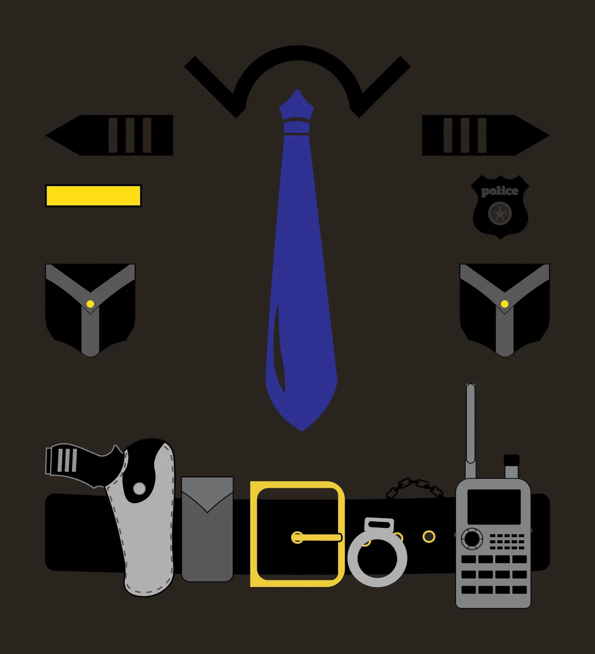Uniform Components Arranged Display With Tie And Collar contrast preview thumbnail