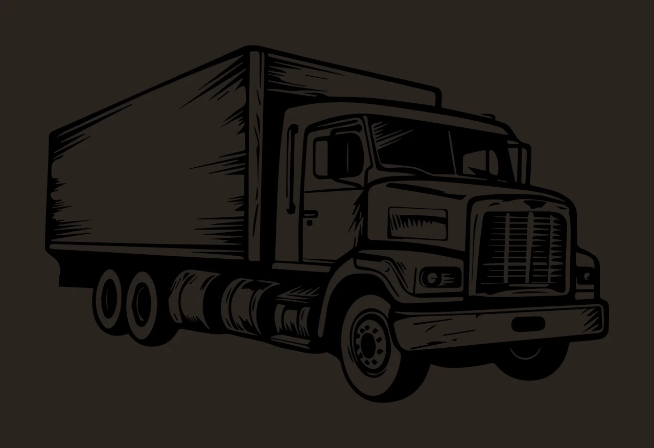 Truck Delivery Illustration With Shading wheels cab engraving contrast preview thumbnail