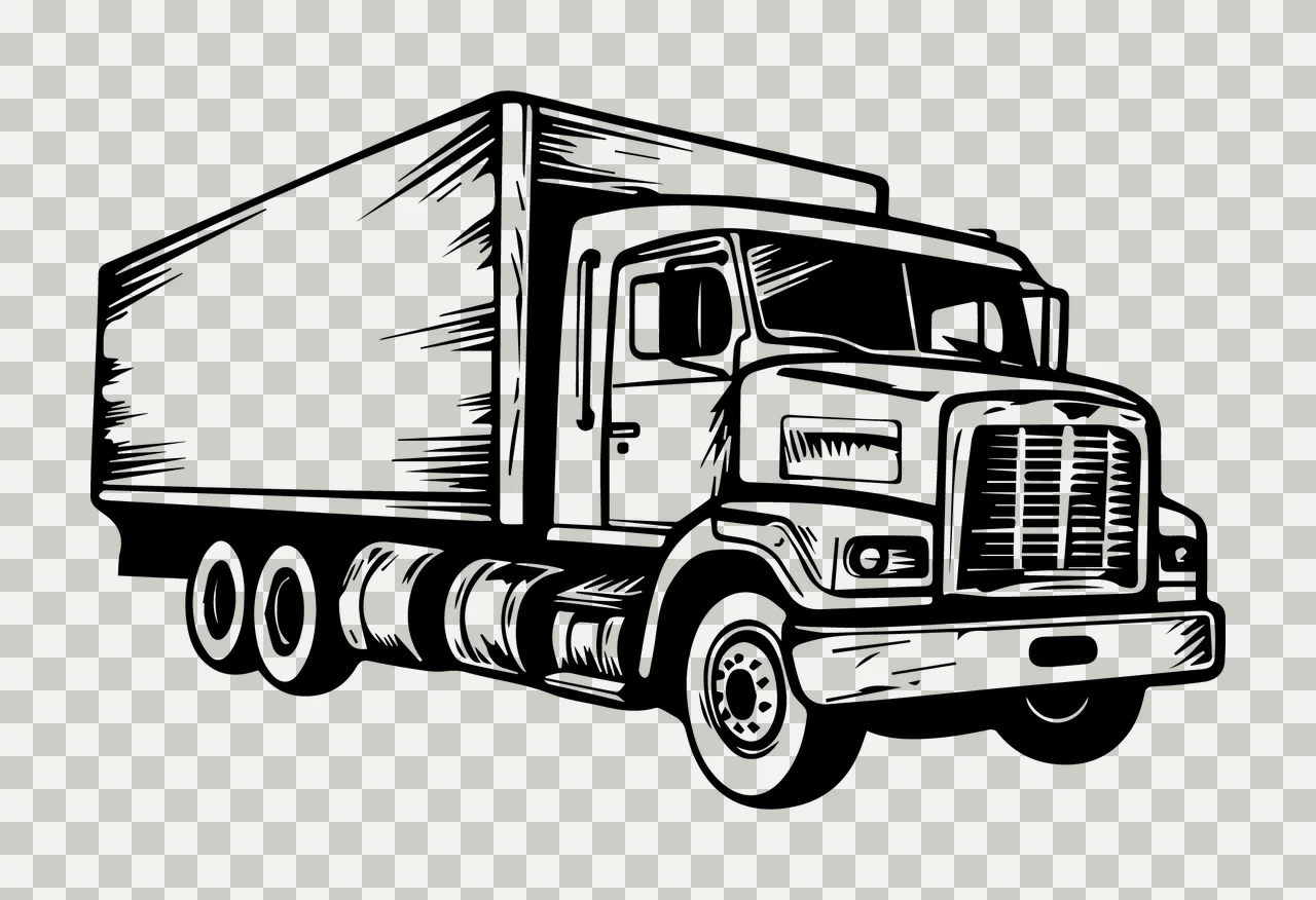 Truck Delivery Illustration With Shading wheels cab engraving transparency and detail preview thumbnail