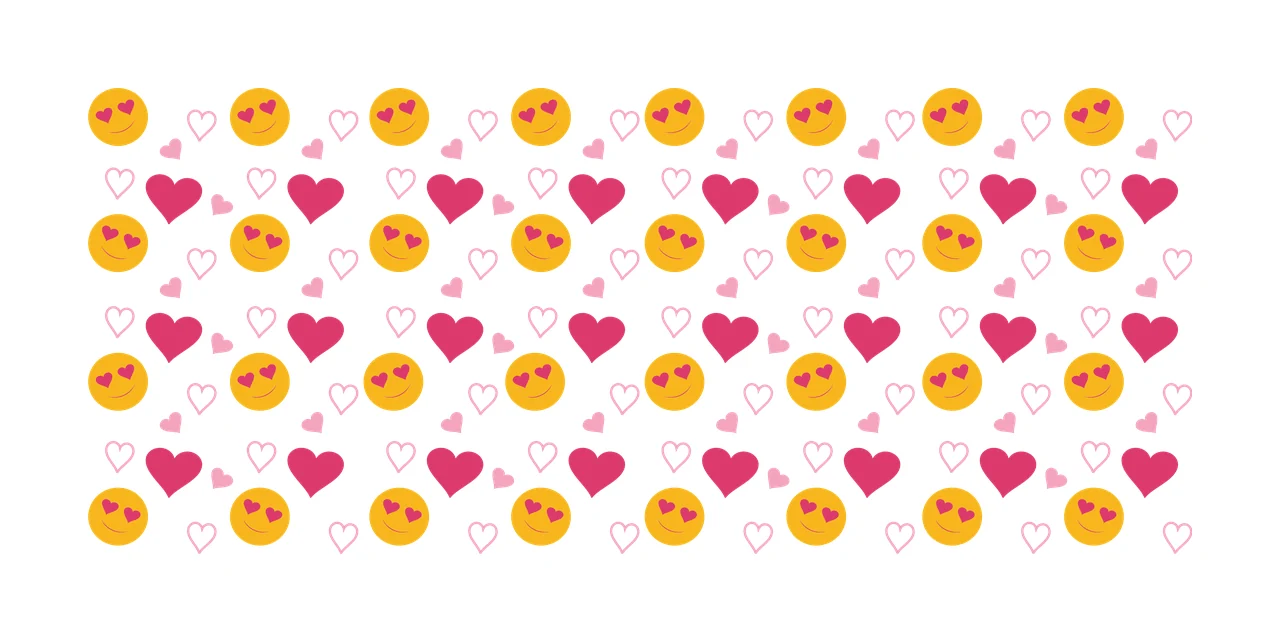 Can Glass Wrap Repeating Pattern Of Hearts heart smiley face