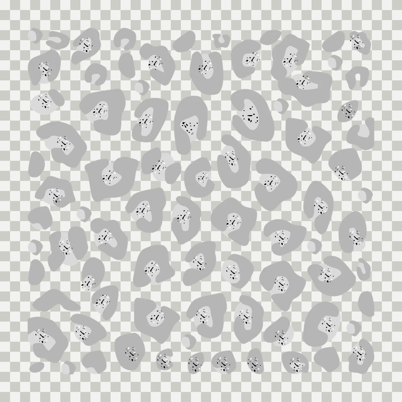 Leopard print pattern Illustration with gray spots, black spots and white background transparency and detail preview thumbnail