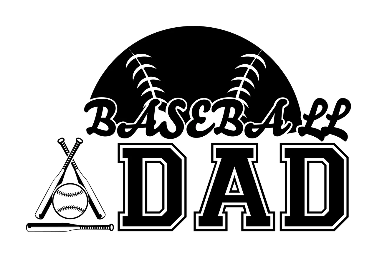 Baseball Dad Text With Semi Circle And Crossed sports equipment