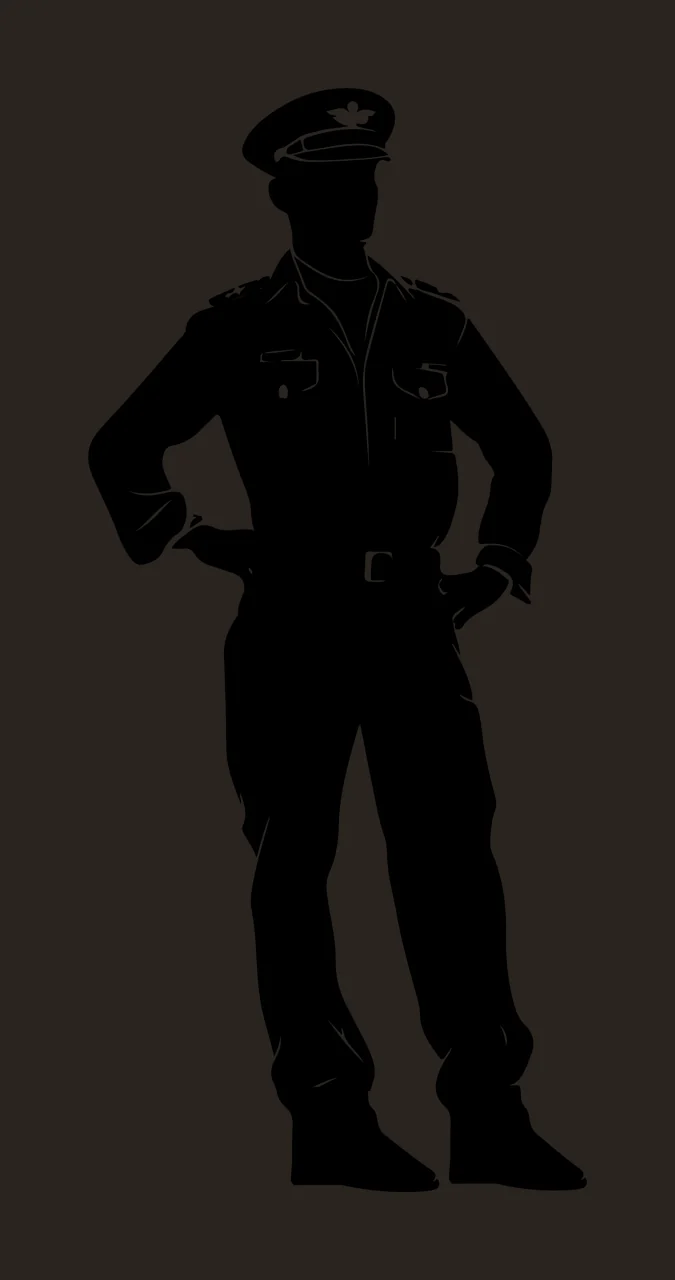 Military Uniform Silhouette Standing soldier cap hands on hips contrast preview thumbnail