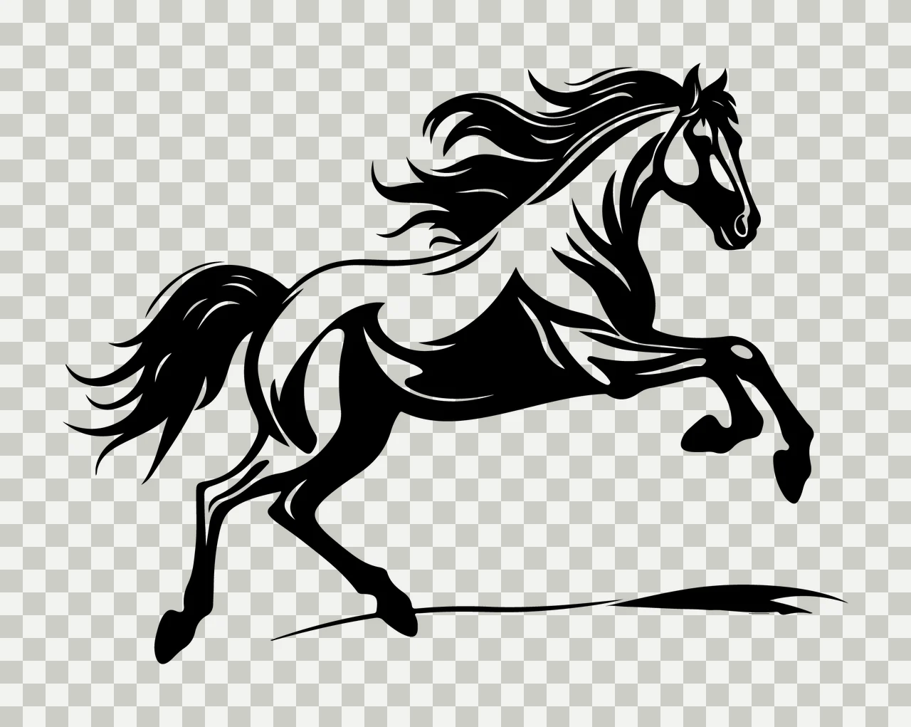 Horse Galloping In Bold Graphic Style ground line silhouette transparency and detail preview thumbnail