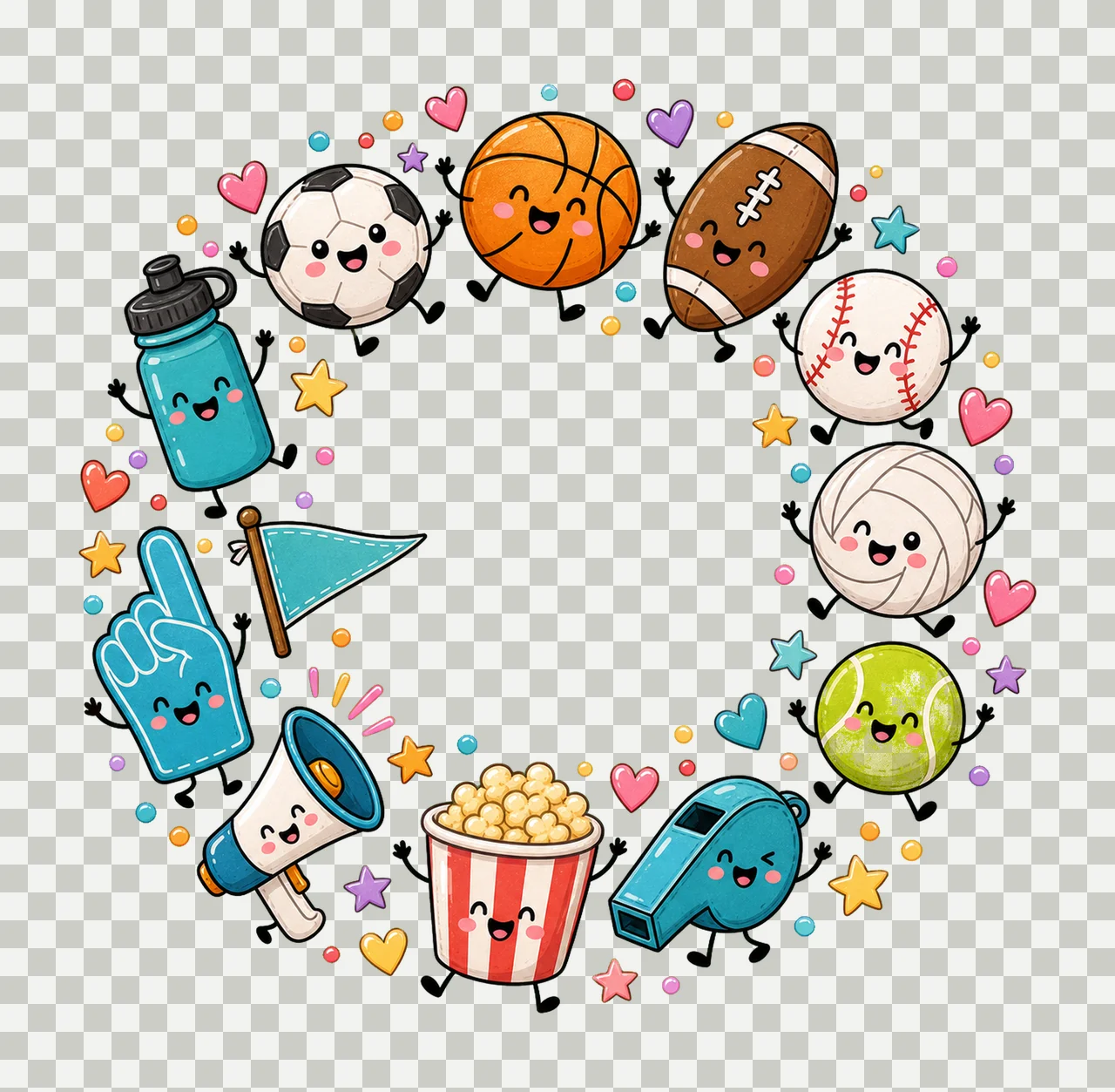 Cute Sports Balls Soccer Game Day Doodle Variation C transparency and detail preview thumbnail