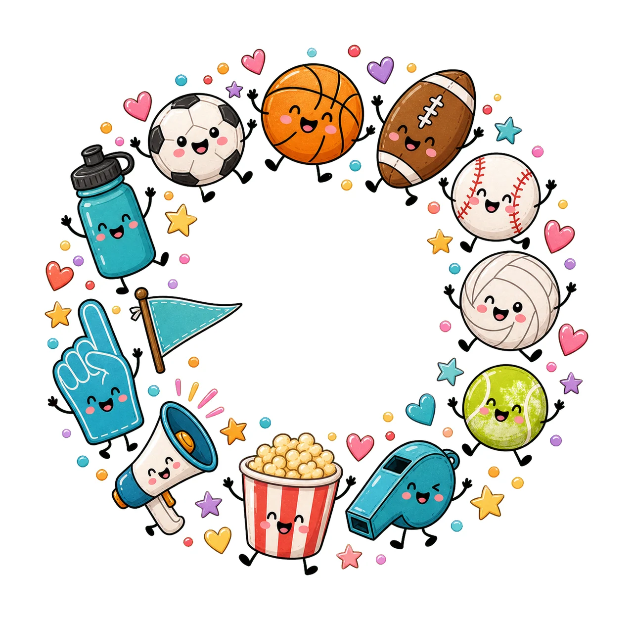 Cute Sports Balls Soccer Game Day Doodle Variation C