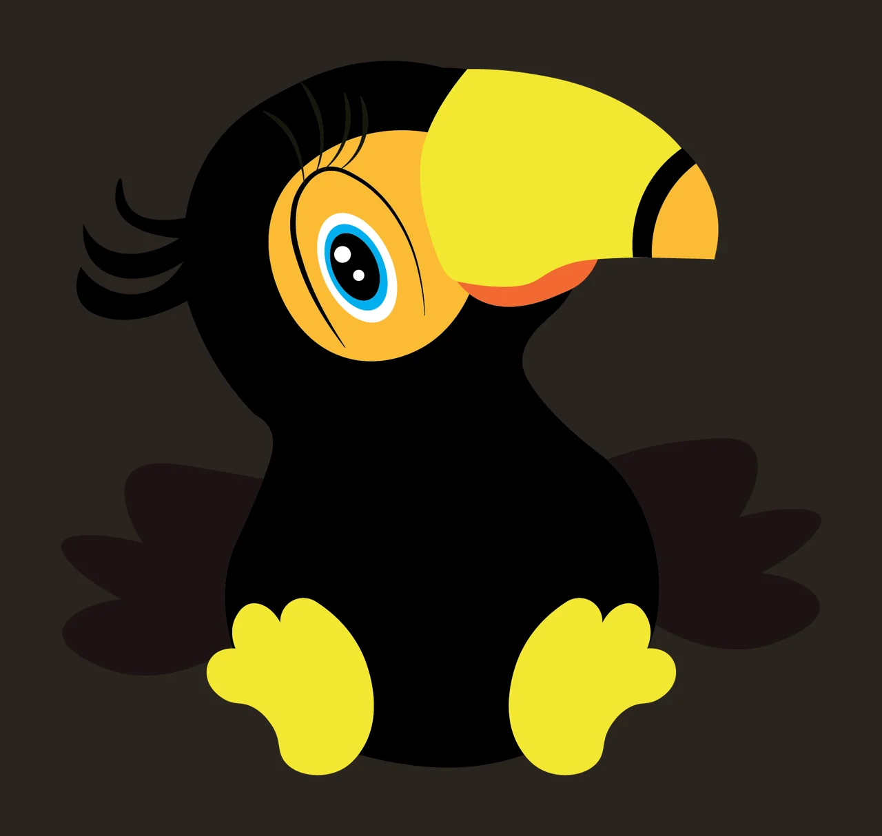 Black Silhouette Of A Small Creature With Large sitting beak contrast preview thumbnail