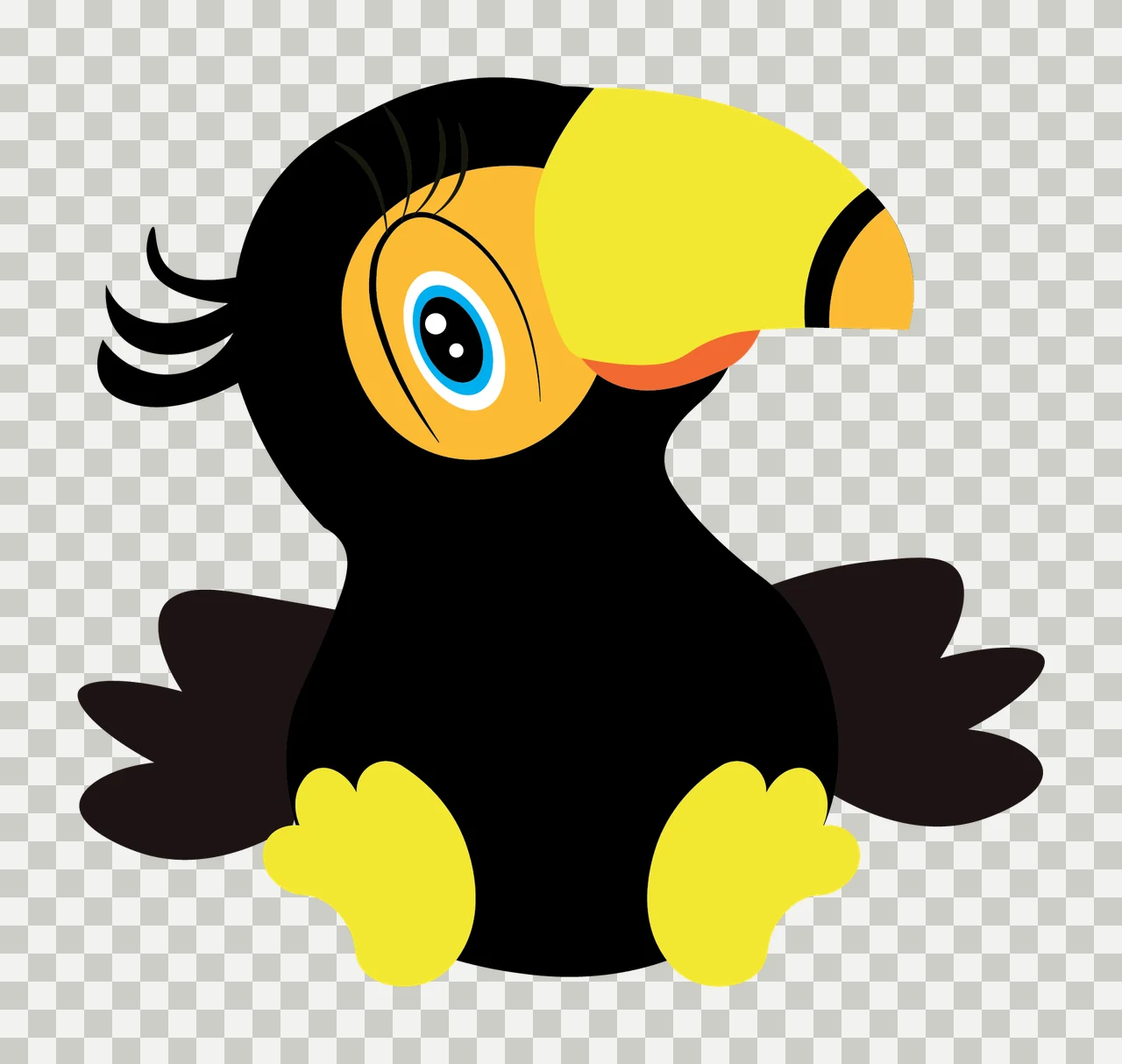 Black Silhouette Of A Small Creature With Large sitting beak transparency and detail preview thumbnail