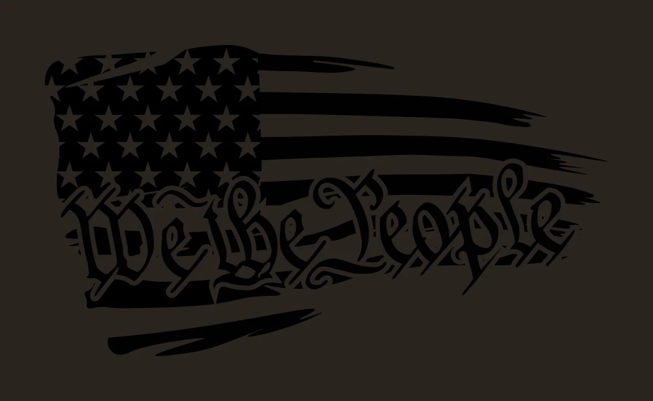 We The People Text With Flag waving stars stripes black white contrast preview thumbnail