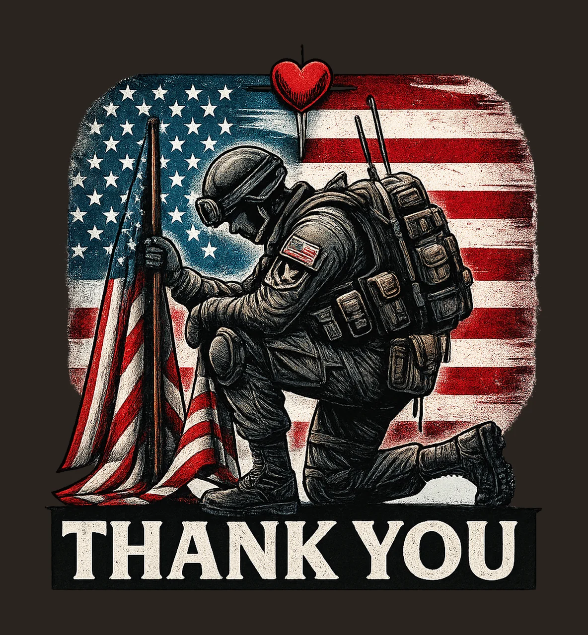 Thank You Veteran Patriotic Design Honor and Remember contrast preview thumbnail