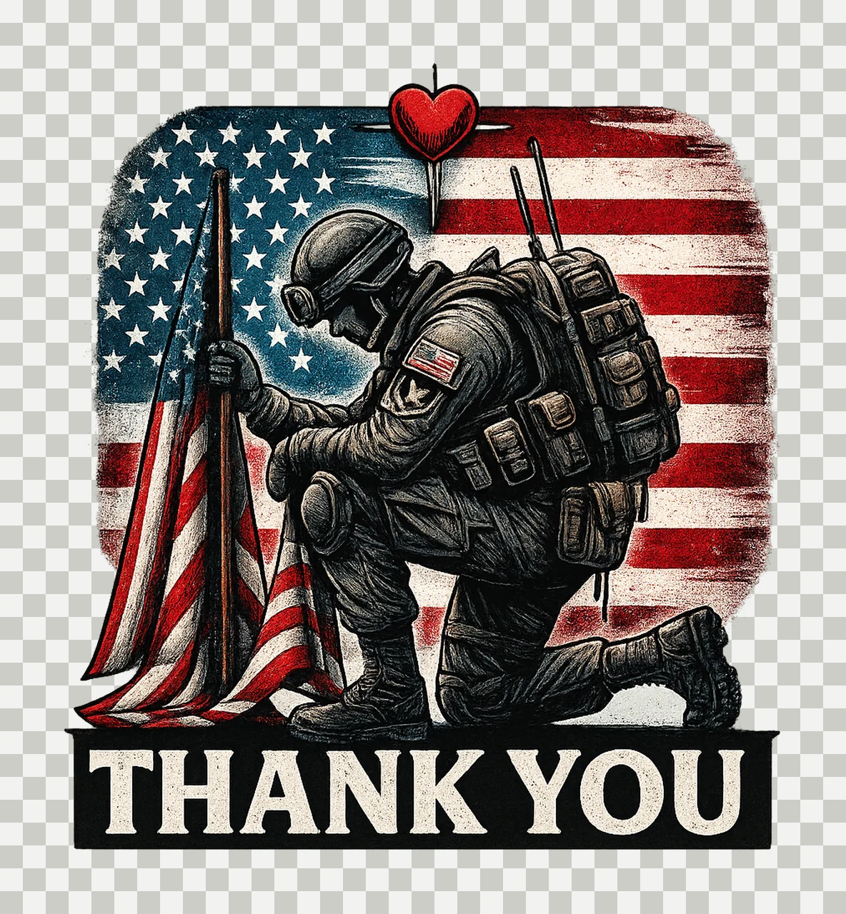 Thank You Veteran Patriotic Design Honor and Remember transparency and detail preview thumbnail