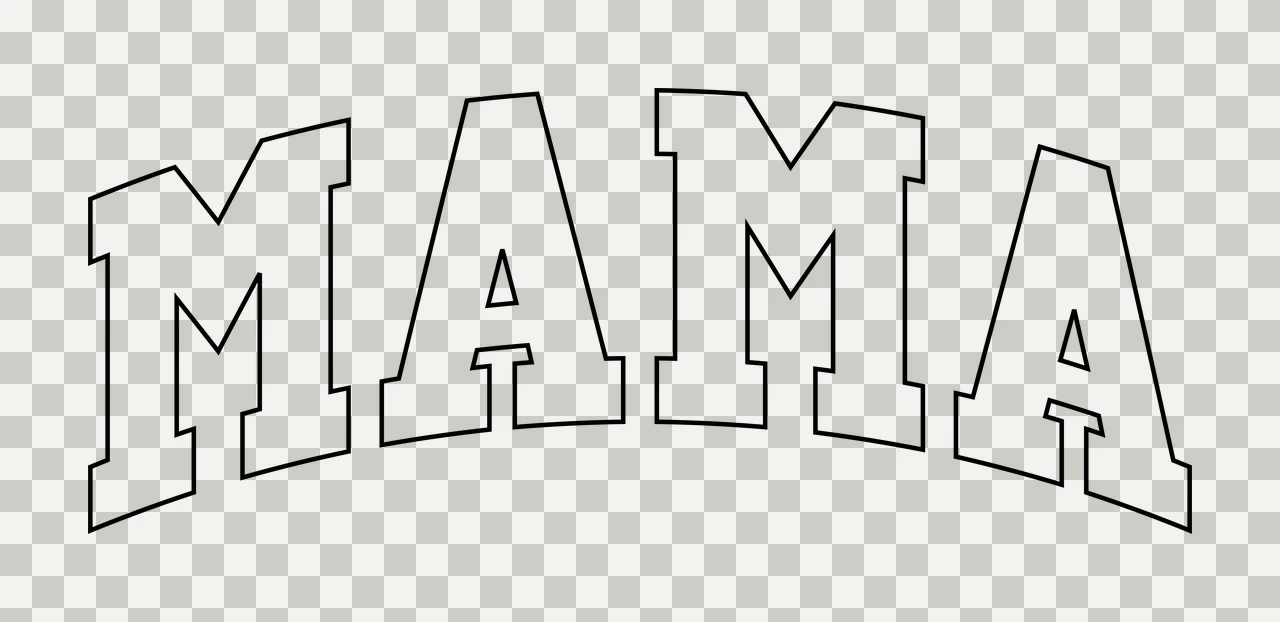 Mama Arched Text Outline Graphic typography black white arch transparency and detail preview thumbnail