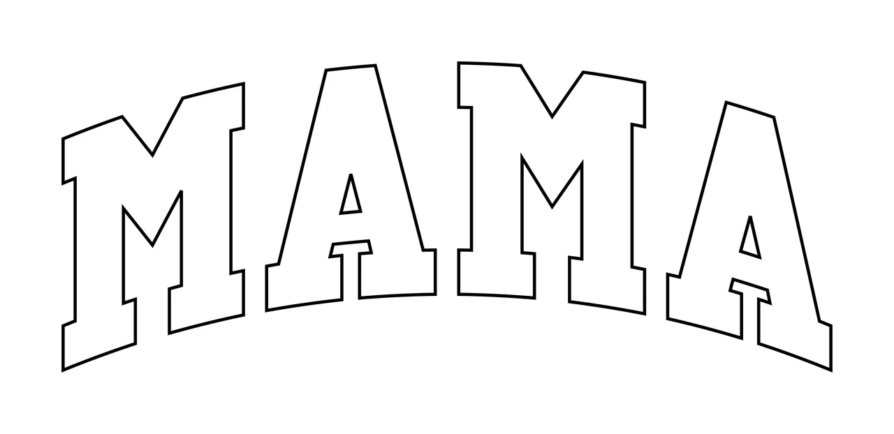 Mama Arched Text Outline Graphic typography black white arch