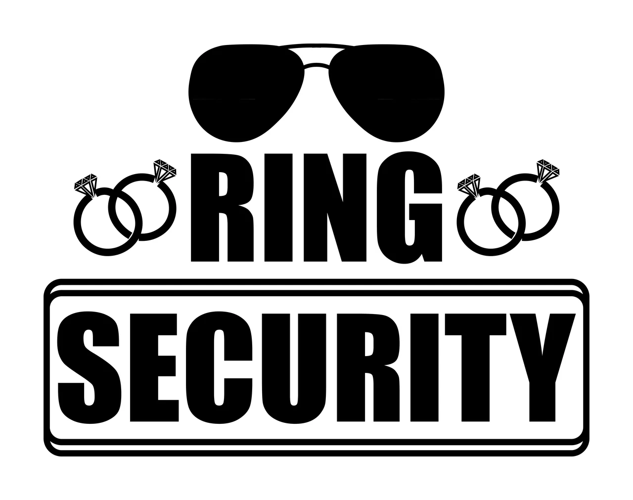 Ring Security Sunglasses And Rings typography black white plain