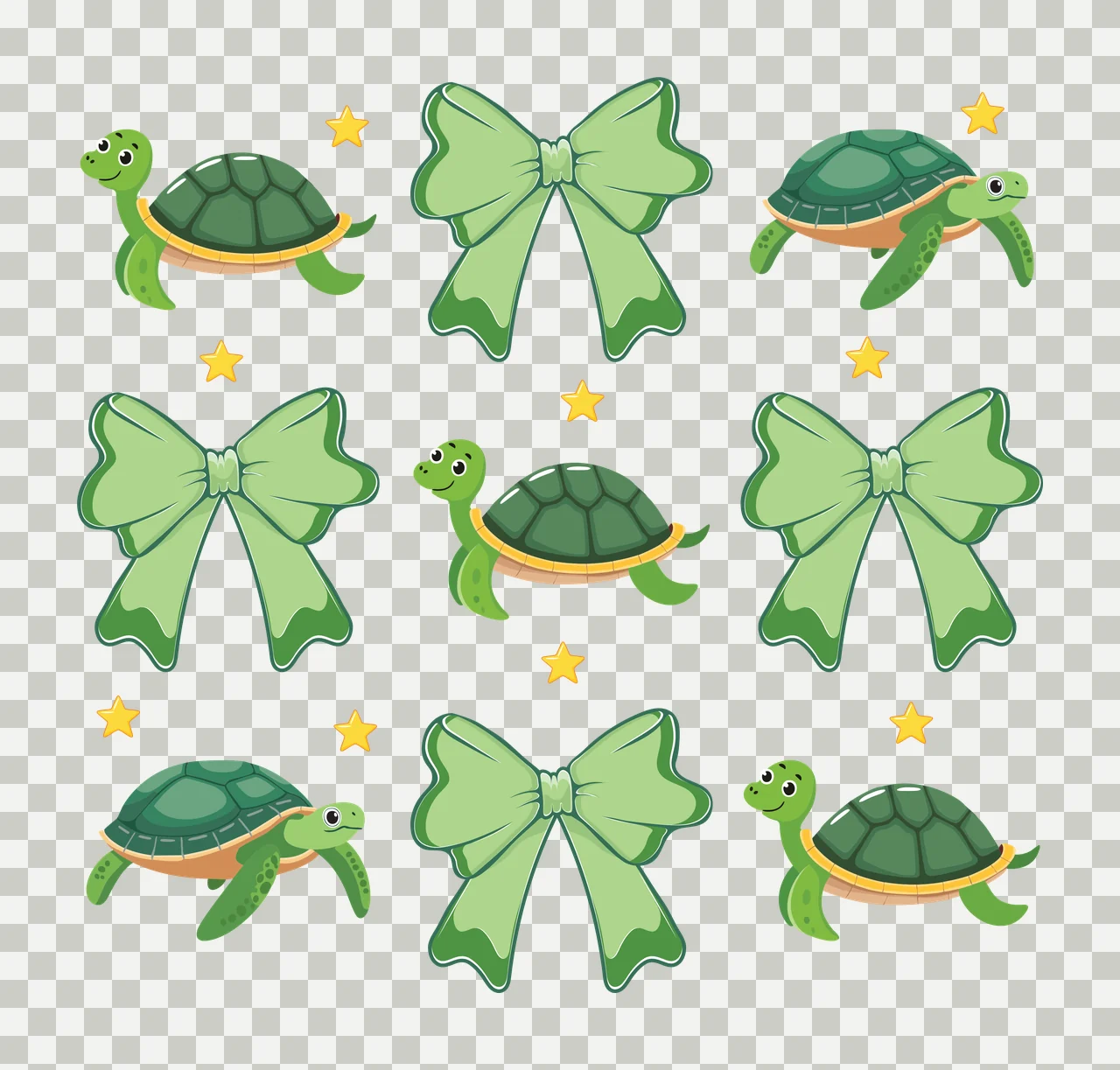 Bow Turtle Black Turtles And Bows Repeat Pattern stars silhouette transparency and detail preview thumbnail