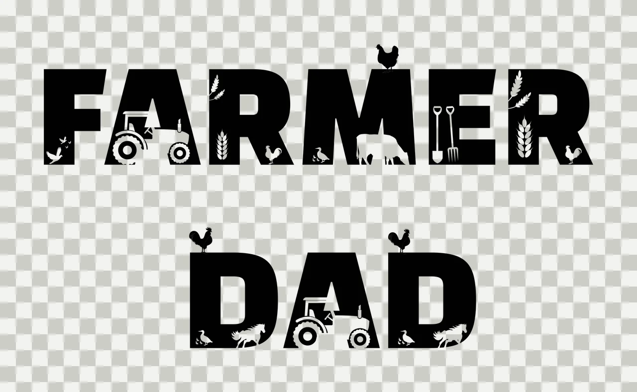 Farmer Dad Typography With Farm Icons decorating tractor chicken transparency and detail preview thumbnail