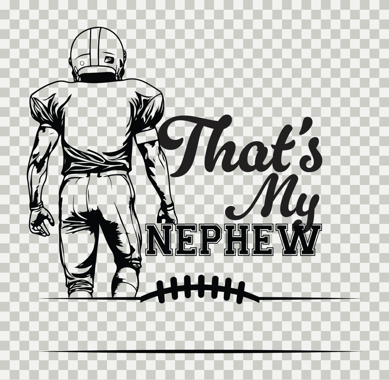 Football Player Illustration standing helmet line art black transparency and detail preview thumbnail