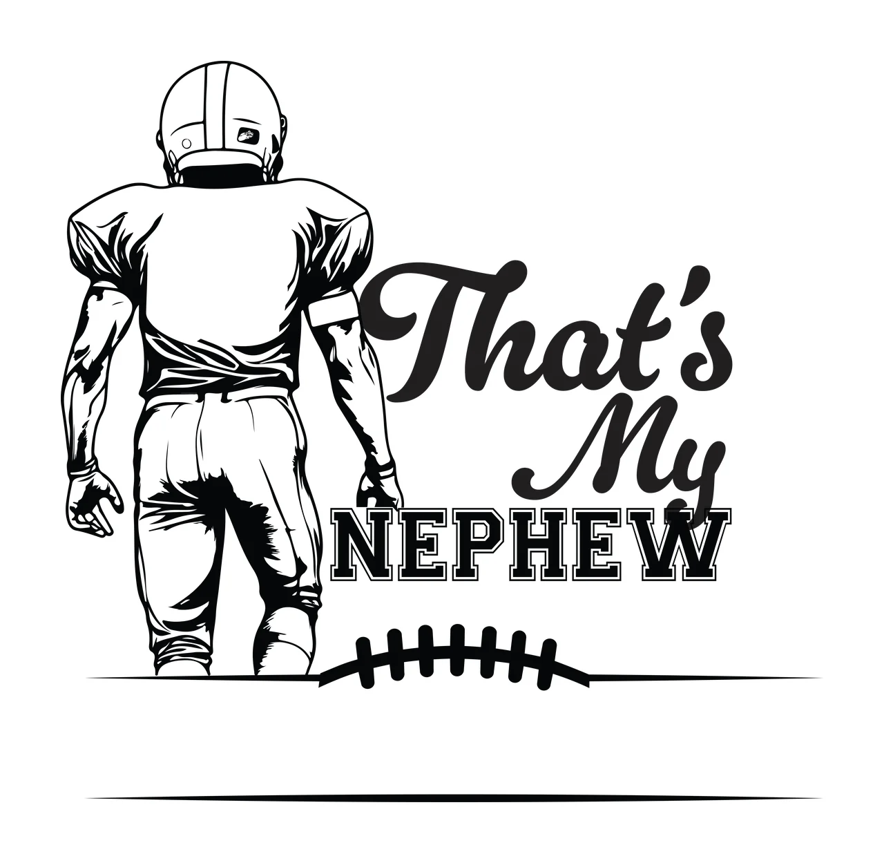 Football Player Illustration standing helmet line art black