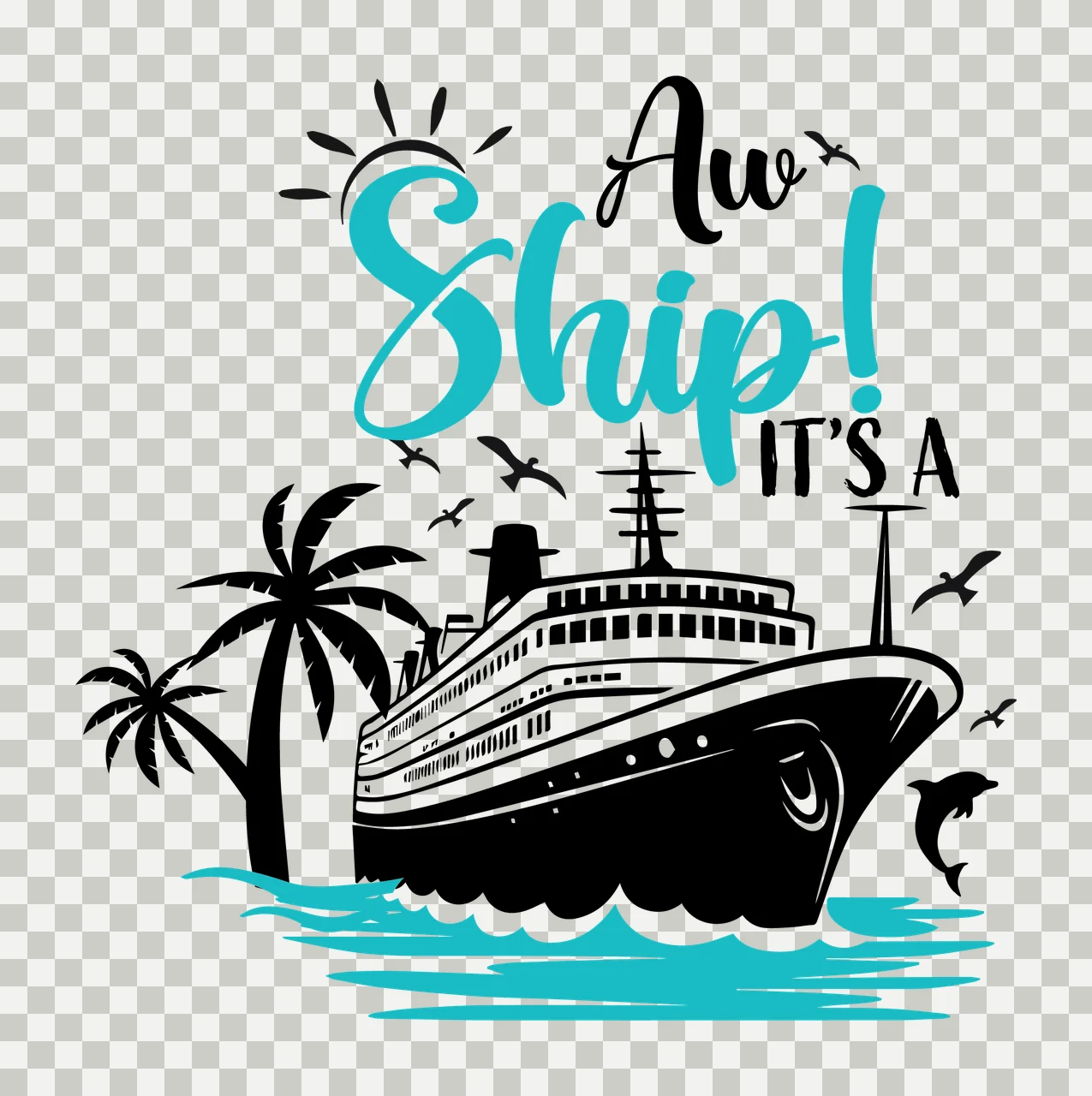 Aw Ship It S A Cruise Tropical Graphic floating palm trees transparency and detail preview thumbnail
