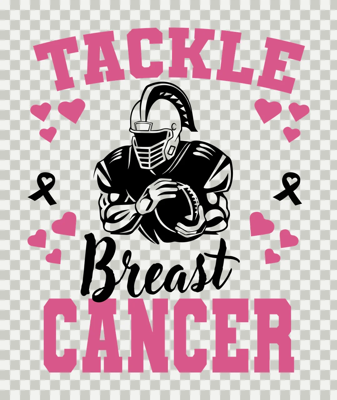 Football Player Design holding helmet hearts ribbons black transparency and detail preview thumbnail