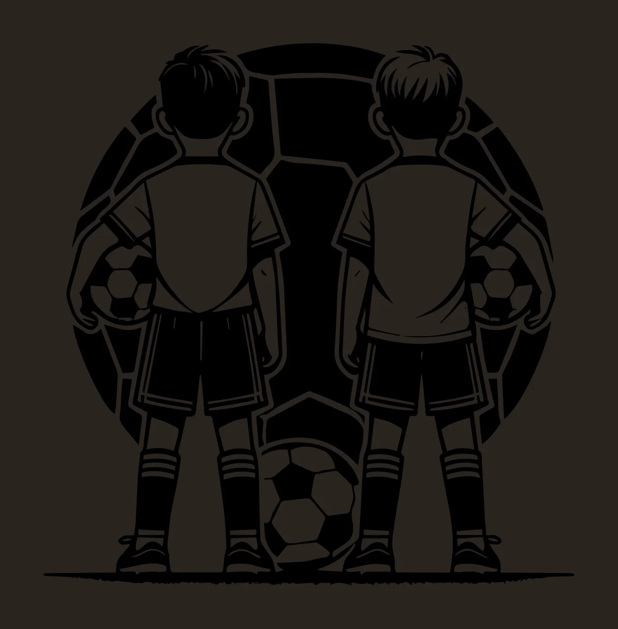 Soccer Ball Two Children With Balls standing shorts shirts contrast preview thumbnail