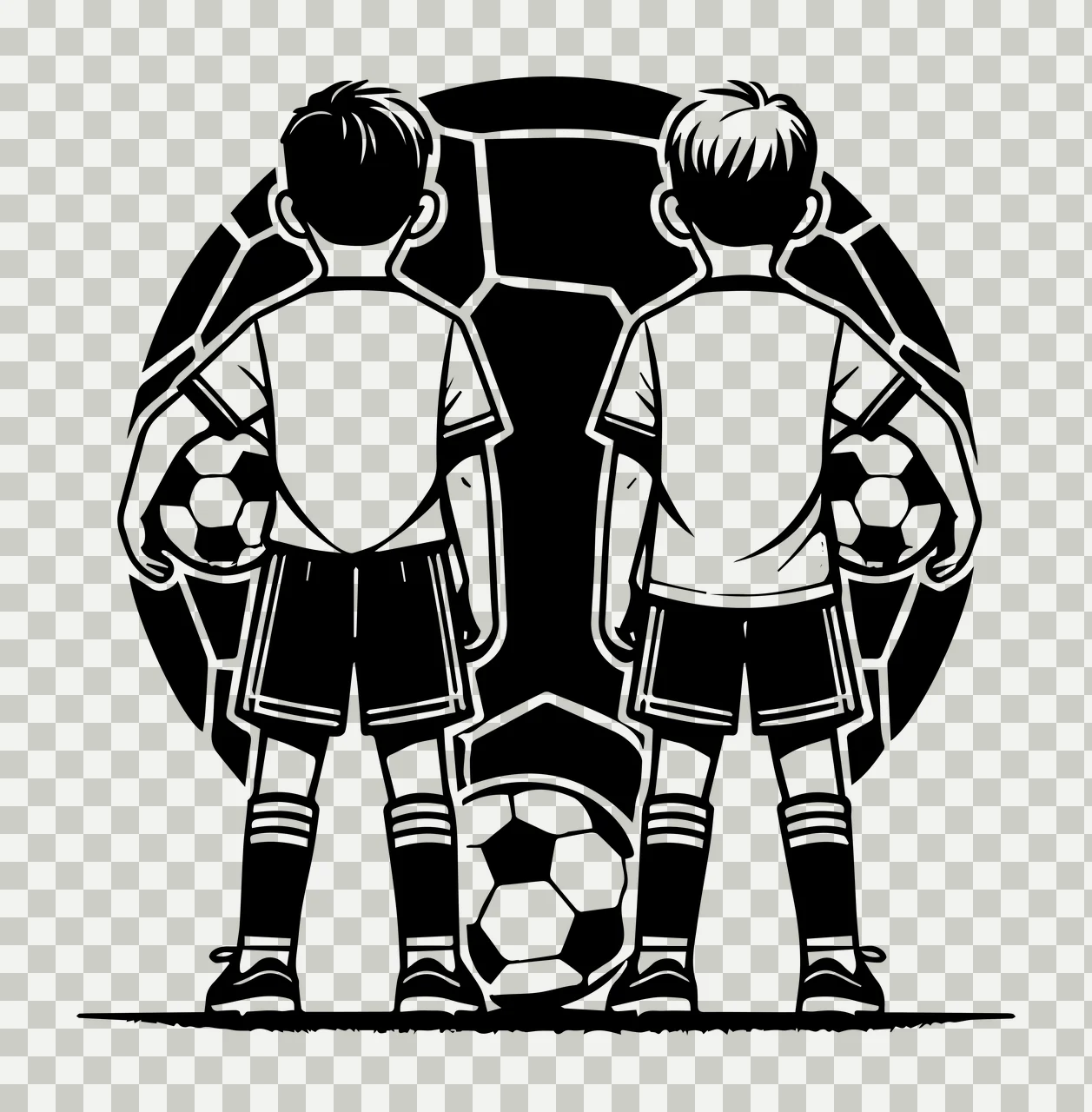 Soccer Ball Two Children With Balls standing shorts shirts transparency and detail preview thumbnail