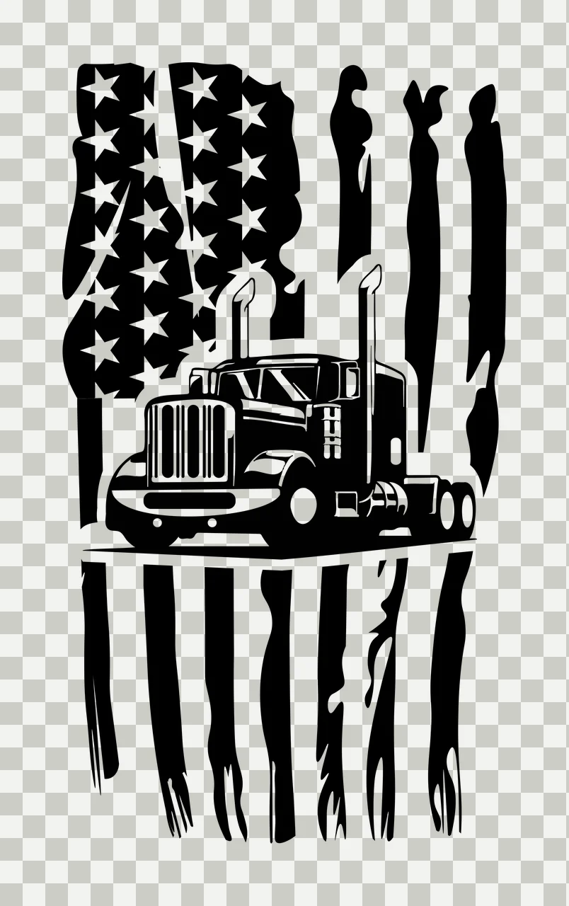 Semi Truck Flag Cab With Vertical Stripes integrated stars transparency and detail preview thumbnail