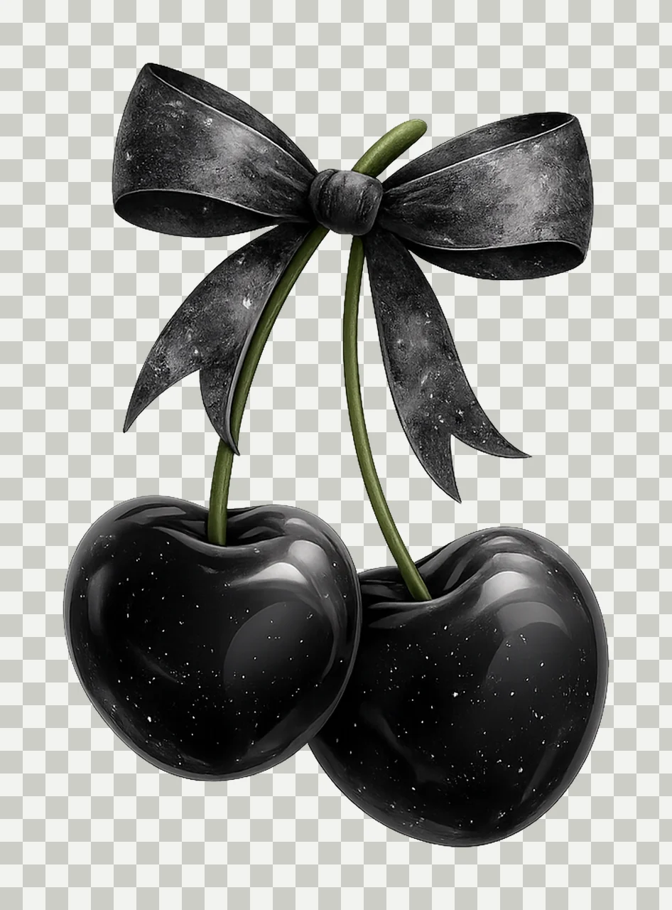 Coquette Bow and Cherries Black Bow Cherry Design transparency and detail preview thumbnail