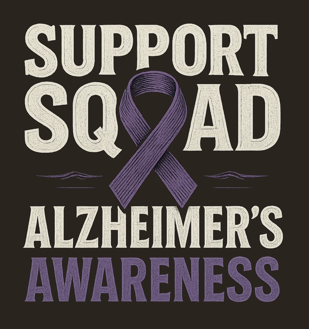 Support squad Alzheimer awareness Purple Ribbon Design contrast preview thumbnail