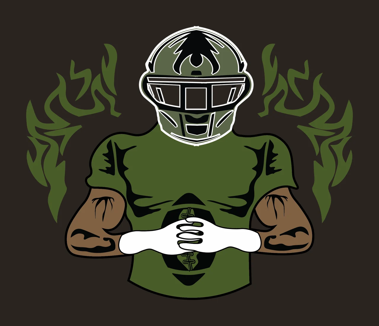 Football Player Silhouette With Fire standing helmet shoulder pads contrast preview thumbnail