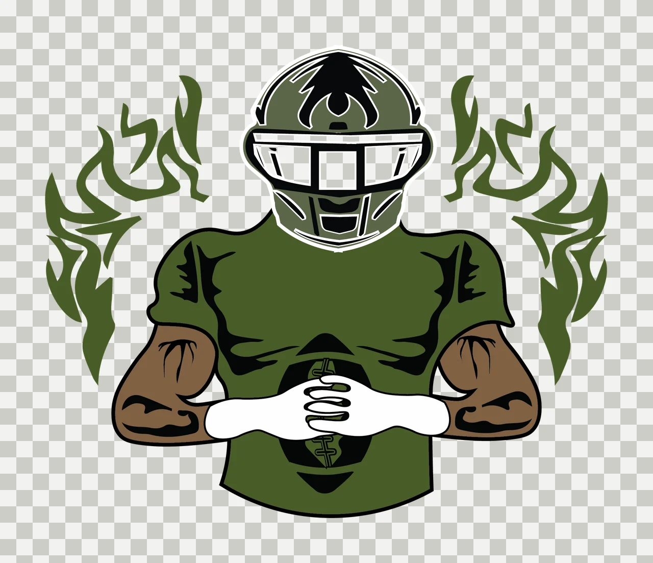Football Player Silhouette With Fire standing helmet shoulder pads transparency and detail preview thumbnail