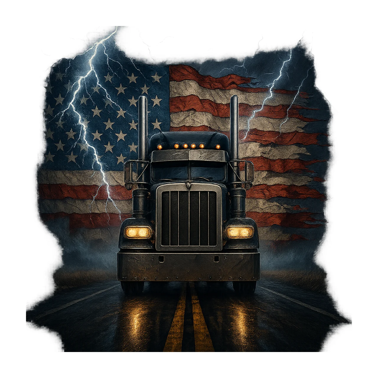 Semi Truck Tumbler Wrap American Flag Patriotic Trucker