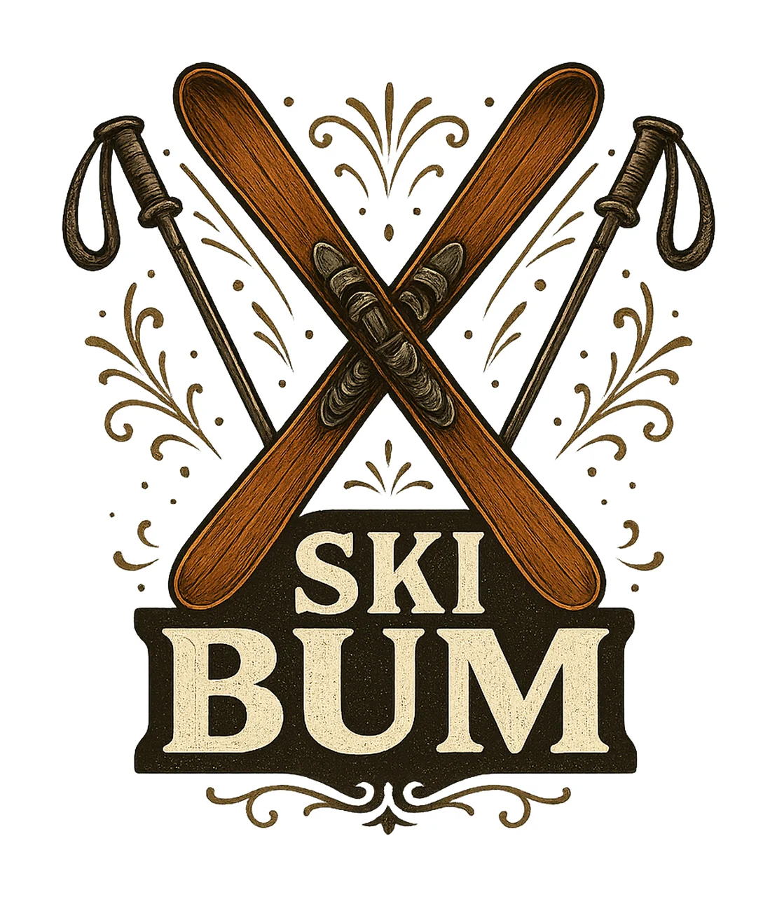 Ski Bum Winter Sports Design Skiing Artwork Snow Adventure