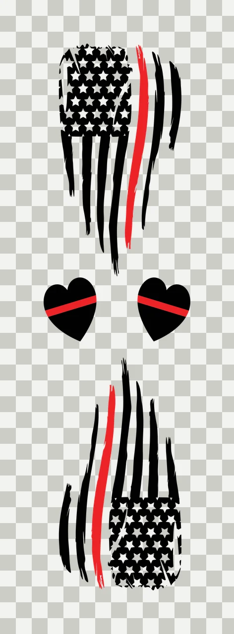 Distressed American Flag Heart Shape Symbols and hearts black transparency and detail preview thumbnail