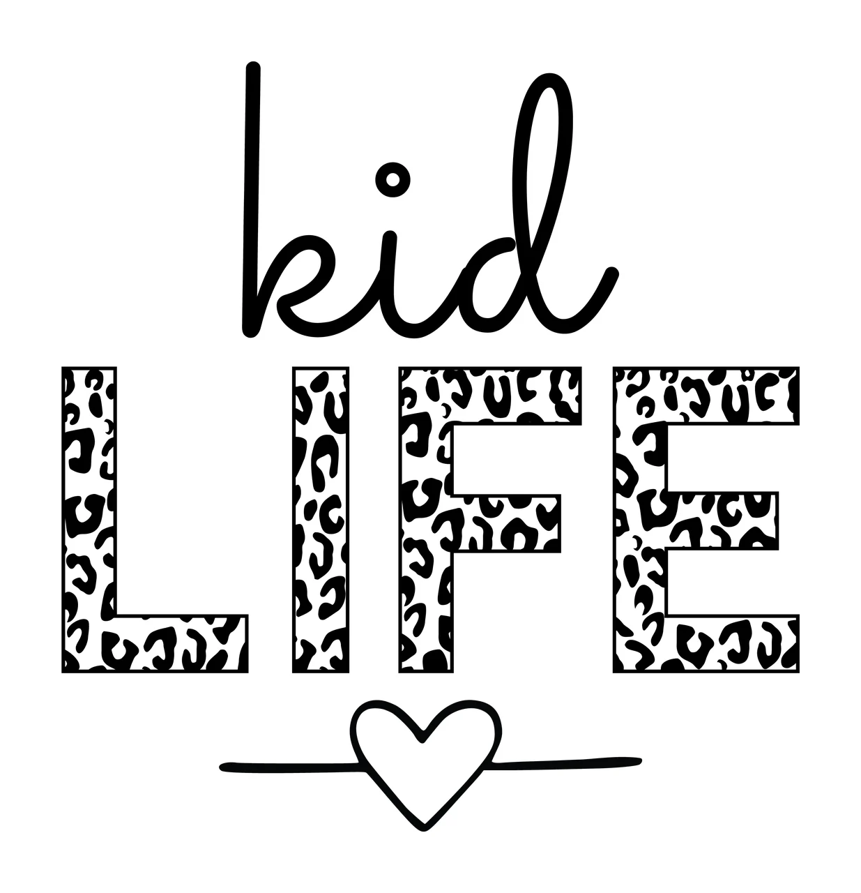 Kid Life Leopard Print Typography pattern heart graphic black