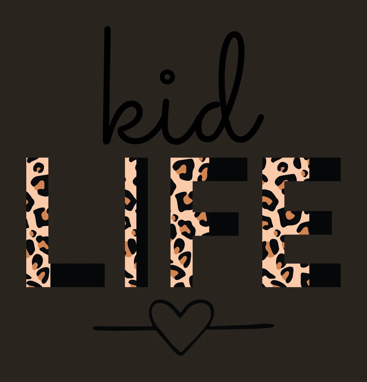 Kid Life Lettering With Heart Decorated leopard print Graphic contrast preview thumbnail