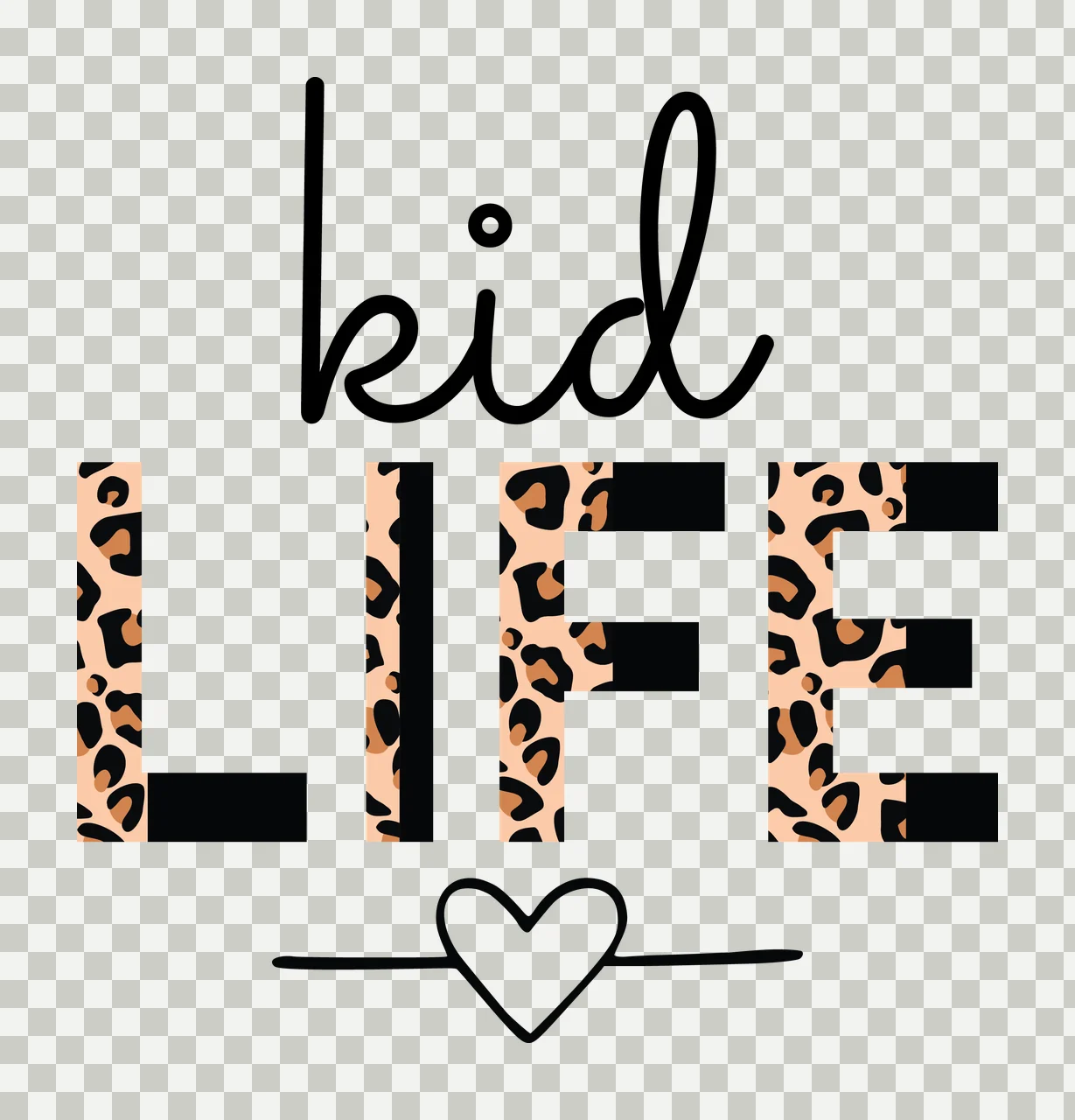 Kid Life Lettering With Heart Decorated leopard print Graphic transparency and detail preview thumbnail