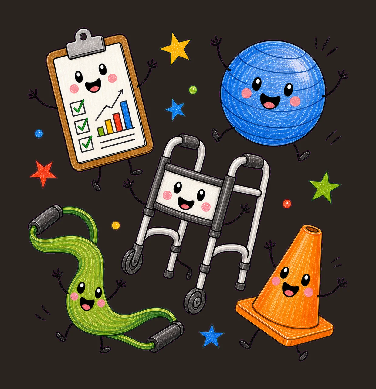 Physical Therapist Doodle Characters Pediatric Variation B contrast preview thumbnail