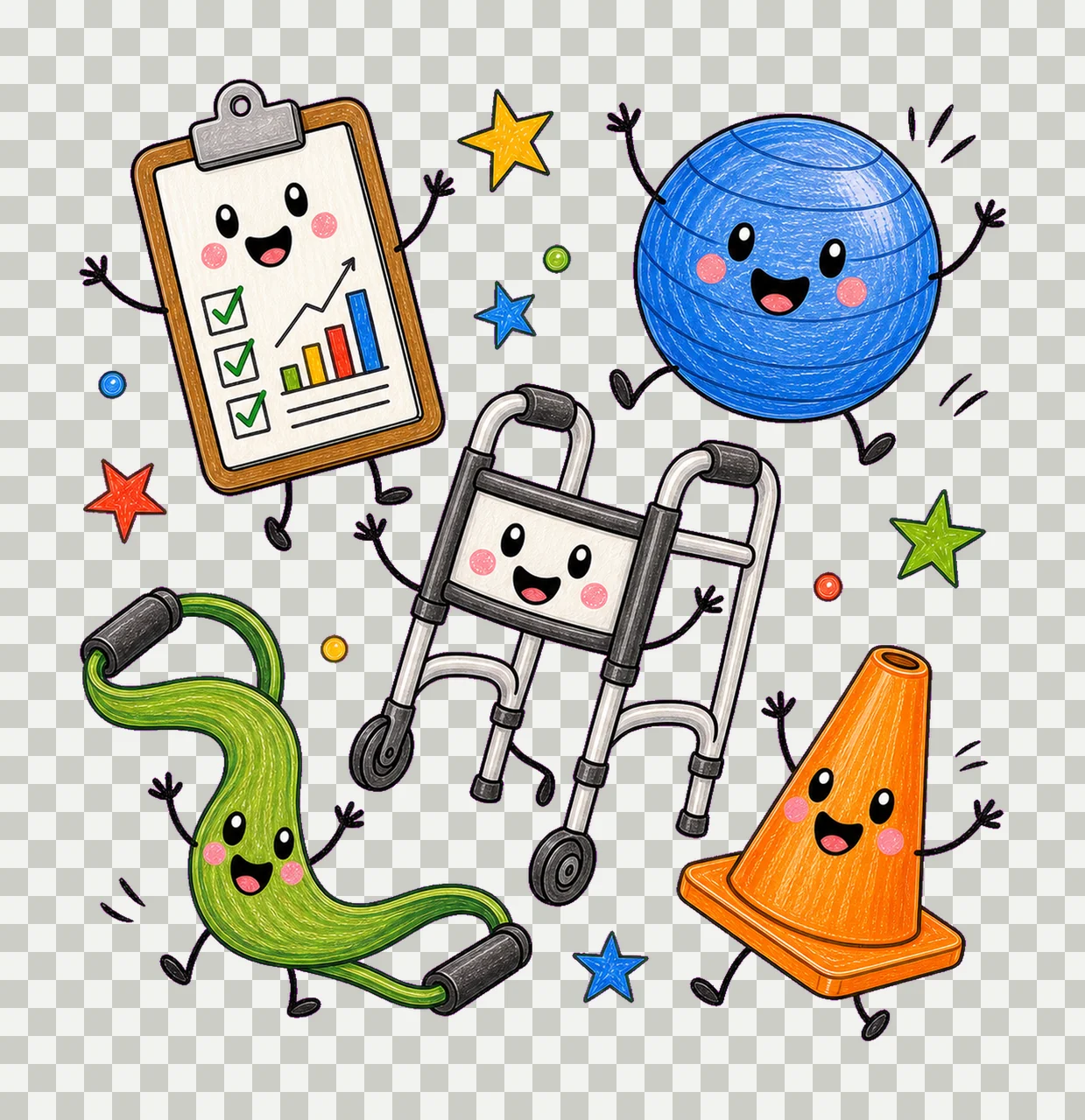 Physical Therapist Doodle Characters Pediatric Variation B transparency and detail preview thumbnail