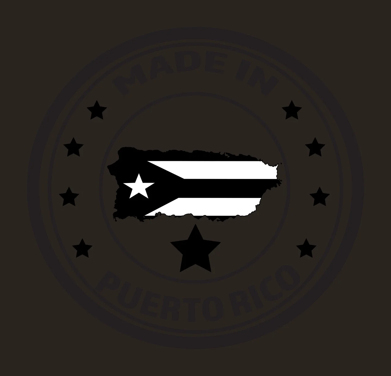 Puerto Rico Circular Seal map of stars circles black white contrast preview thumbnail